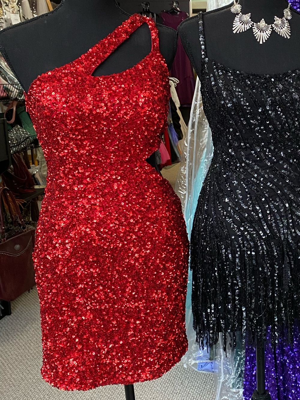 Amarra 87517 Sequin One-Shoulder Red Homecoming size 6